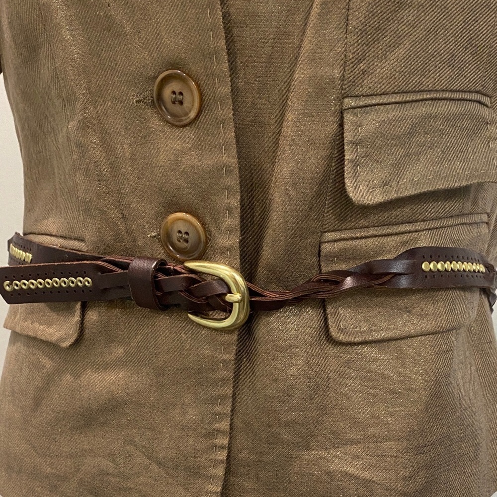 Aeropostale Brown Braided Belt, Size Medium, Gold Buckle, Stylish & Adjustable